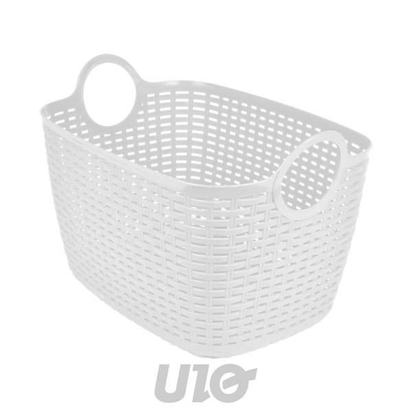 PANIERE TRESSEE ANSES RONDES PLASTIQUE 12L 29,5*22*H.19,5CM ANTHRACITE