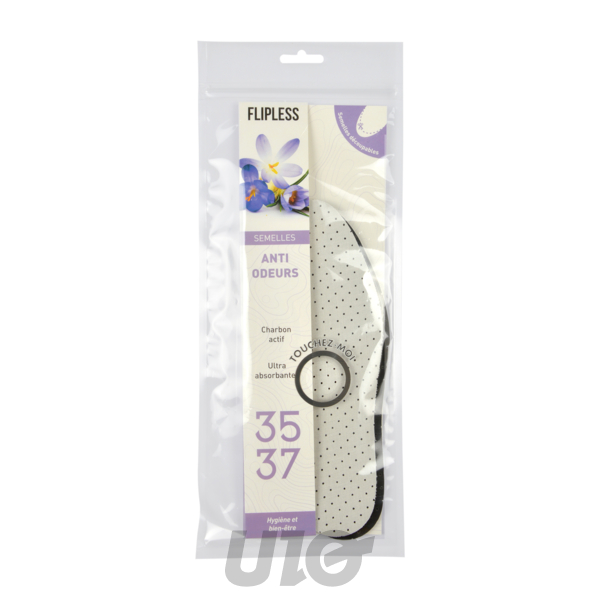 SEMELLES ANTI ODEURS TAILLE 35-37 GRIS/NOIR