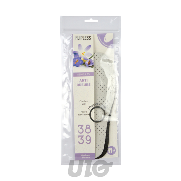 SEMELLES ANTI ODEURS TAILLE 38-39 GRIS/NOIR