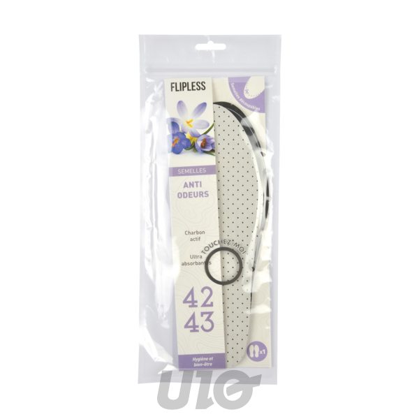 SEMELLES ANTI ODEURS TAILLE 42-43 GRIS/NOIR