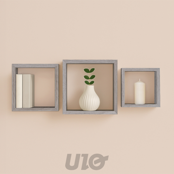 SET DE 3 CUBES GIGOGNES MDF 23/26,5/30CM CHENE BLANCHI