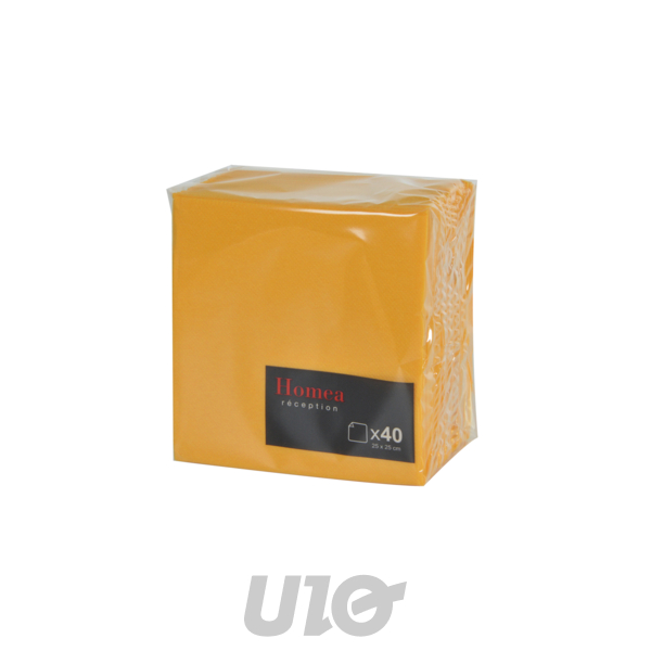 SET DE 40 SERVIETTES COCKTAIL MICROGAUFRÉES 2 PLIS 25*25CM JAUNE MOUTARDE