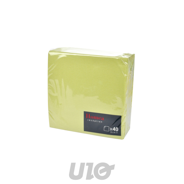 SET DE 40 SERVIETTES COCKTAIL MICROGAUFRÉES 2 PLIS 25*25CM TILLEUL
