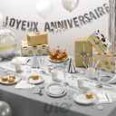 SET DE 6 ASSIETTES EN CARTON D18.5CM ANNIVERSAIRE ARGENT