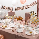 SET DE 6 ASSIETTES EN CARTON D18.5CM ANNIVERSAIRE ROSE GOLD