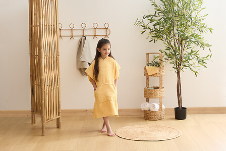 SET CAPE BAIN GANT MER JAUNE