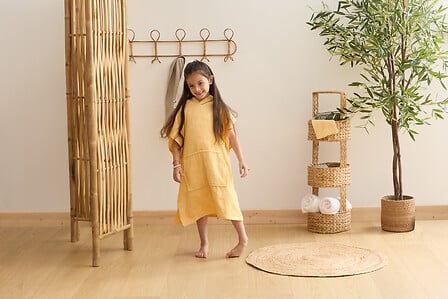 SET CAPE BAIN GANT MER JAUNE
