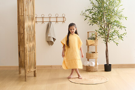 SET CAPE BAIN GANT MER JAUNE