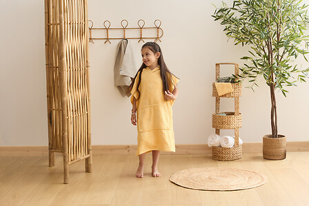 SET CAPE BAIN GANT MER JAUNE