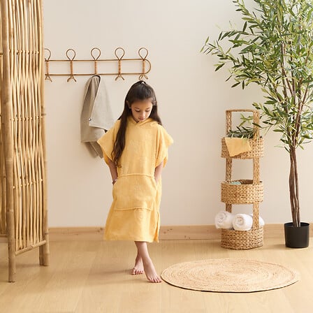 SET CAPE BAIN GANT MER JAUNE