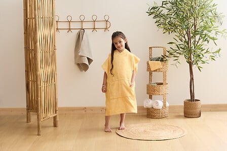 SET CAPE BAIN GANT MER JAUNE
