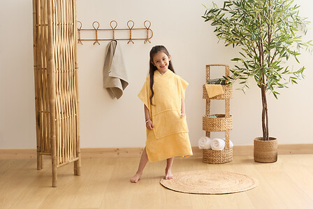SET CAPE BAIN GANT MER JAUNE