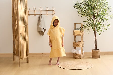 SET CAPE BAIN GANT MER JAUNE