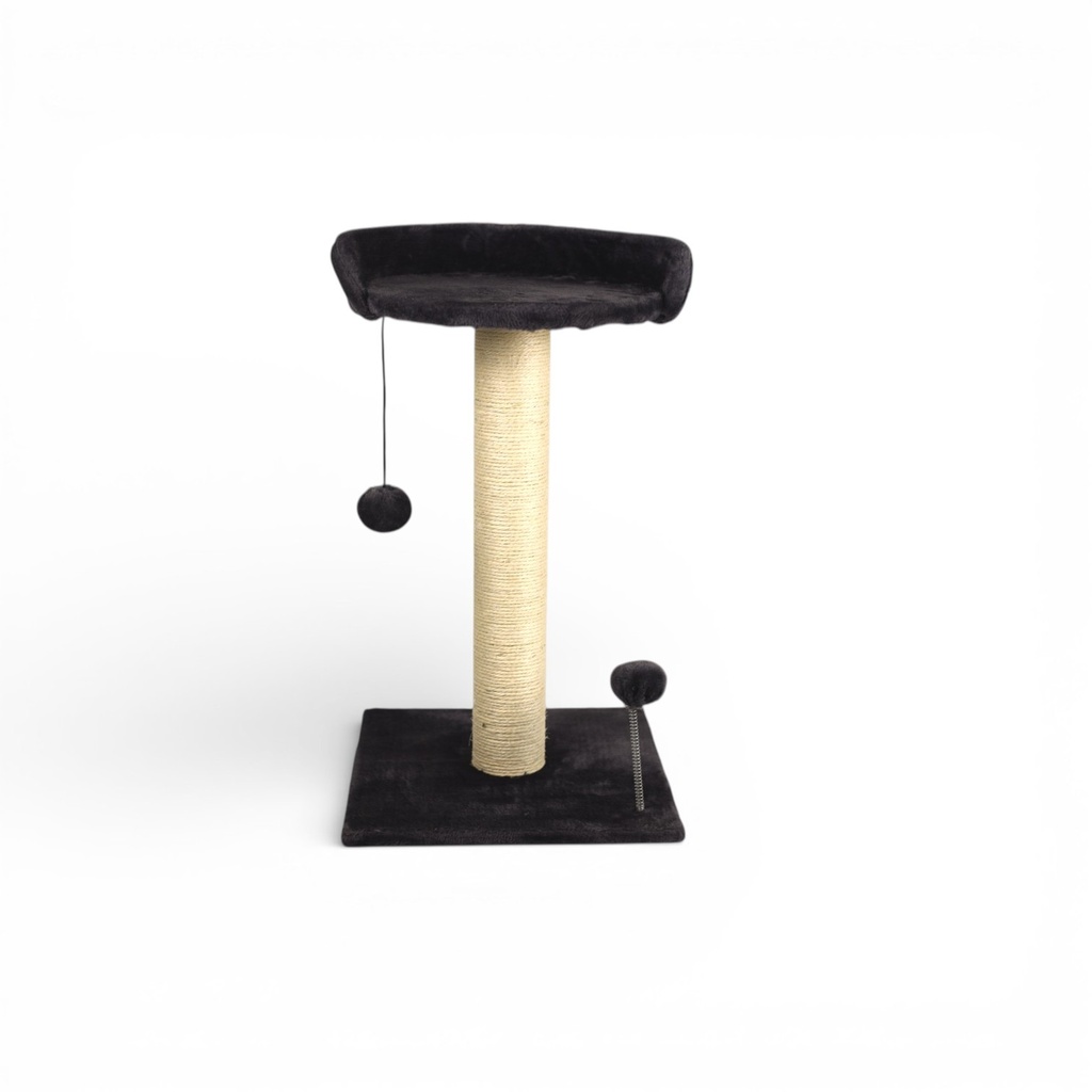 ARBRE A CHAT PLATEFORME-2 JOUETS-ANTRACITE-55X33X33CM–POTEAU DIAM7,9CM