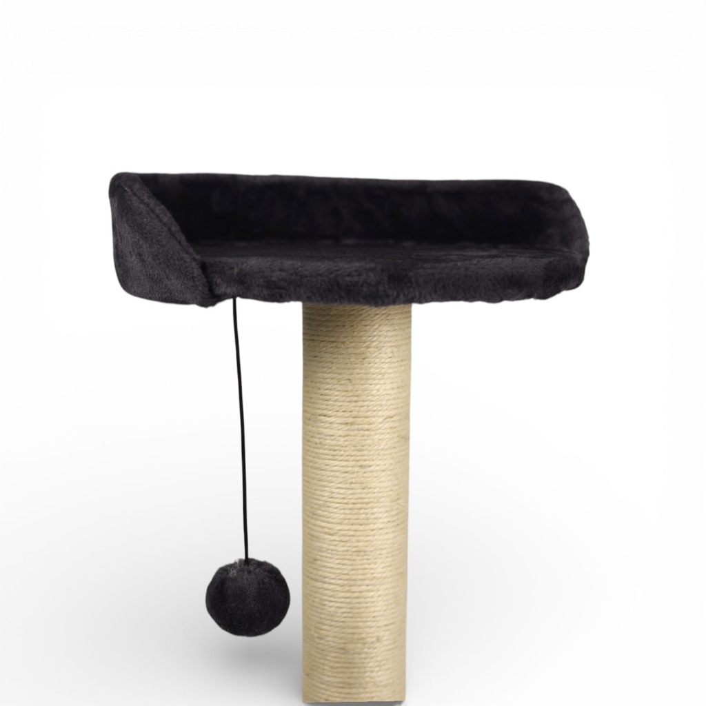 ARBRE A CHAT PLATEFORME-2 JOUETS-ANTRACITE-55X33X33CM–POTEAU DIAM7,9CM