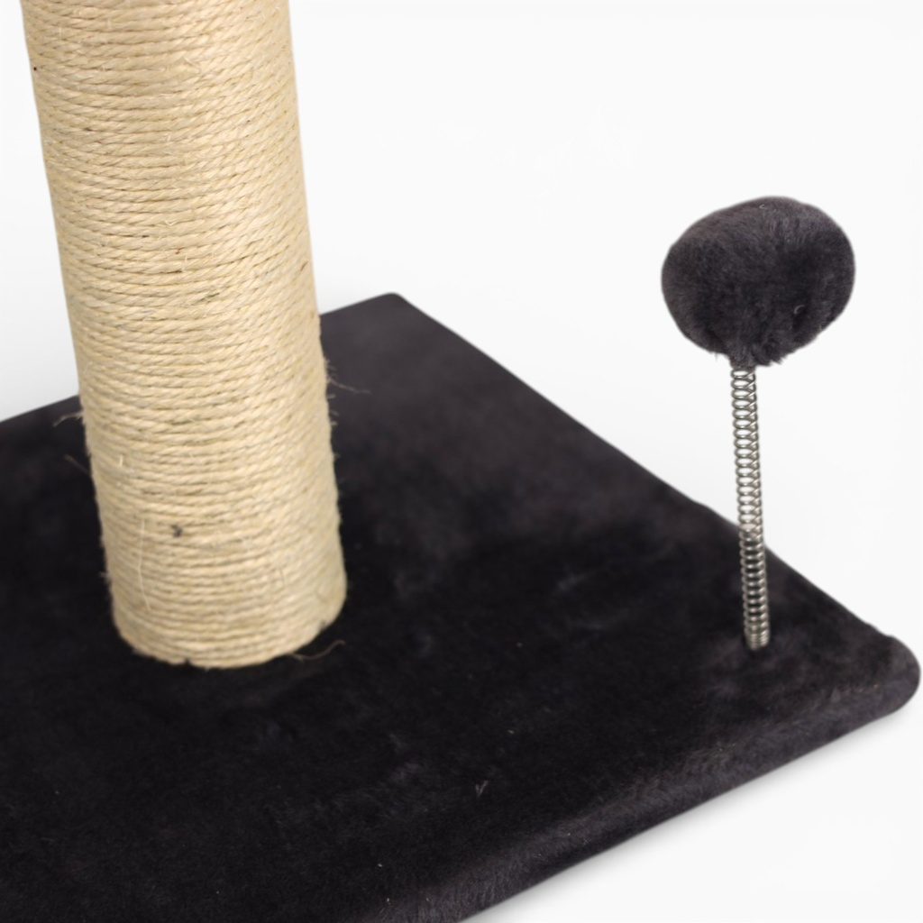 ARBRE A CHAT PLATEFORME-2 JOUETS-ANTRACITE-55X33X33CM–POTEAU DIAM7,9CM