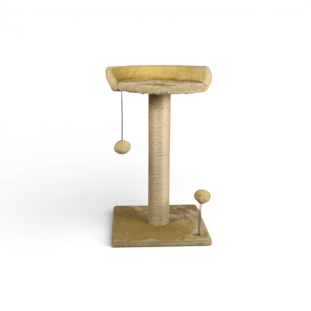ARBRE A CHAT PLATEFORME-2 JOUETS-ECRU-55X33X33CM–POTEAU DIAM 7,9CM