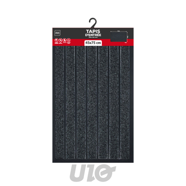 TAPIS RECTANGLE 45 x 75 CM PVC GRATTOIR MARCO GRIS