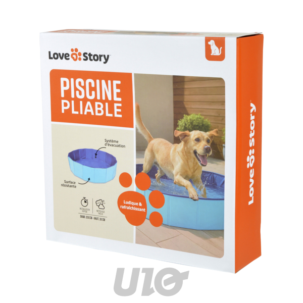 PISCINE PLIABLE POUR CHIEN D.120*H.30CM BLEU