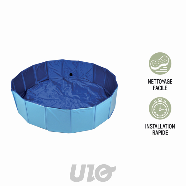 PISCINE PLIABLE POUR CHIEN D.120*H.30CM BLEU