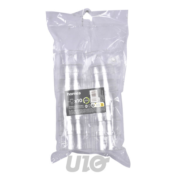 SET DE 10 VERRES A PIED EN PLASTIQUE REUTILISABLE 15CL TRANSPARENT