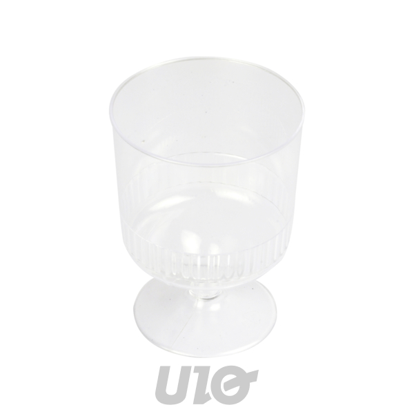 SET DE 10 VERRES A PIED EN PLASTIQUE REUTILISABLE 15CL TRANSPARENT