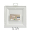 SET DE 12 ASSIETTES CARREES EN CANNE A SUCRE 20CM BLANC