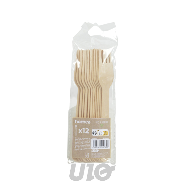 SET DE 12 FOURCHETTES EN BOIS H16CM