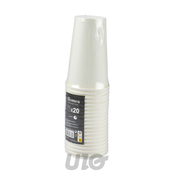 SET DE 20 GOBELETS A BIERE EN CARTON 47CL BLANC