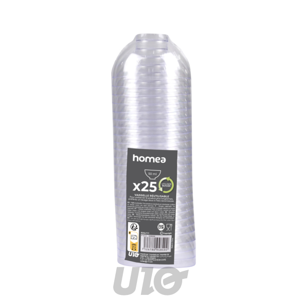 SET DE 25 VERRINES EN PLASTIQUE REUTILISABLE  BOL 50ML TRANSPARENT
