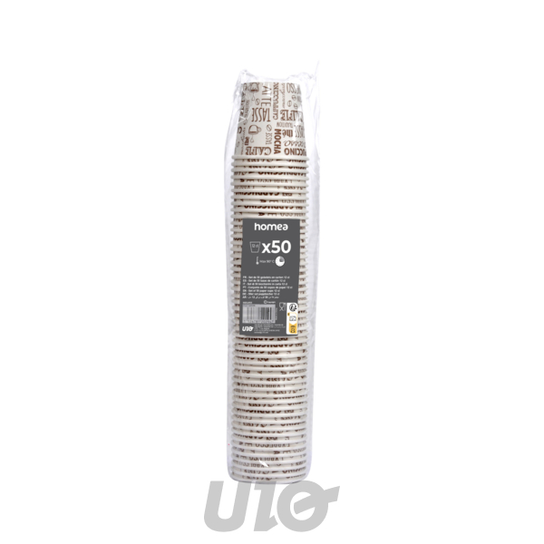 SET DE 50 GOBELETS EXPRESSO EN CARTON 12CL IMPRIME SANS FILM PLASTIQUE
