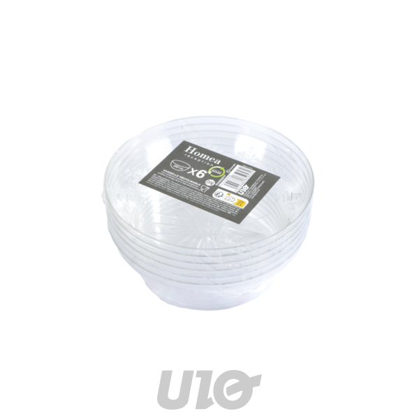 SET DE 6 BOLS EN PLASTIQUE REUTILISABLE 350ML TRANSPARENT