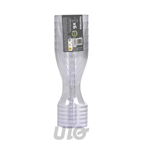 SET DE 6 VERRES A PIED EN PLASTIQUE REUTILISABLE 18CL TRANSPARENT