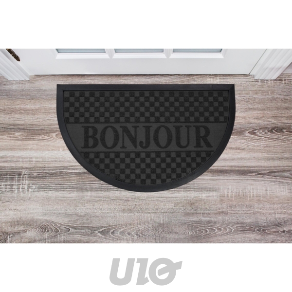 TAPIS DEMI-LUNE 45 x 75 CM CAOUTCHOUC RELIEF BONJOUR NOIR