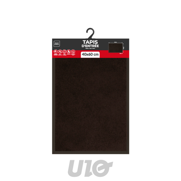 TAPIS RECTANGLE 40 x 60 CM ANTI-POUSSIERE UNI TELIO NOIR