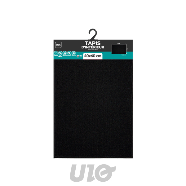 TAPIS RECTANGLE 40 x 60 CM BOUCLETTE UNIE PRIMOBIS NOIR