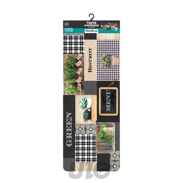 TAPIS RECTANGLE 45 x 120 CM MOUSSE IMPRIMEE GREEN BISTROT