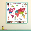CARTE DU MONDE A COLORIER 50X50CM ET 5 FEUTRES M12
