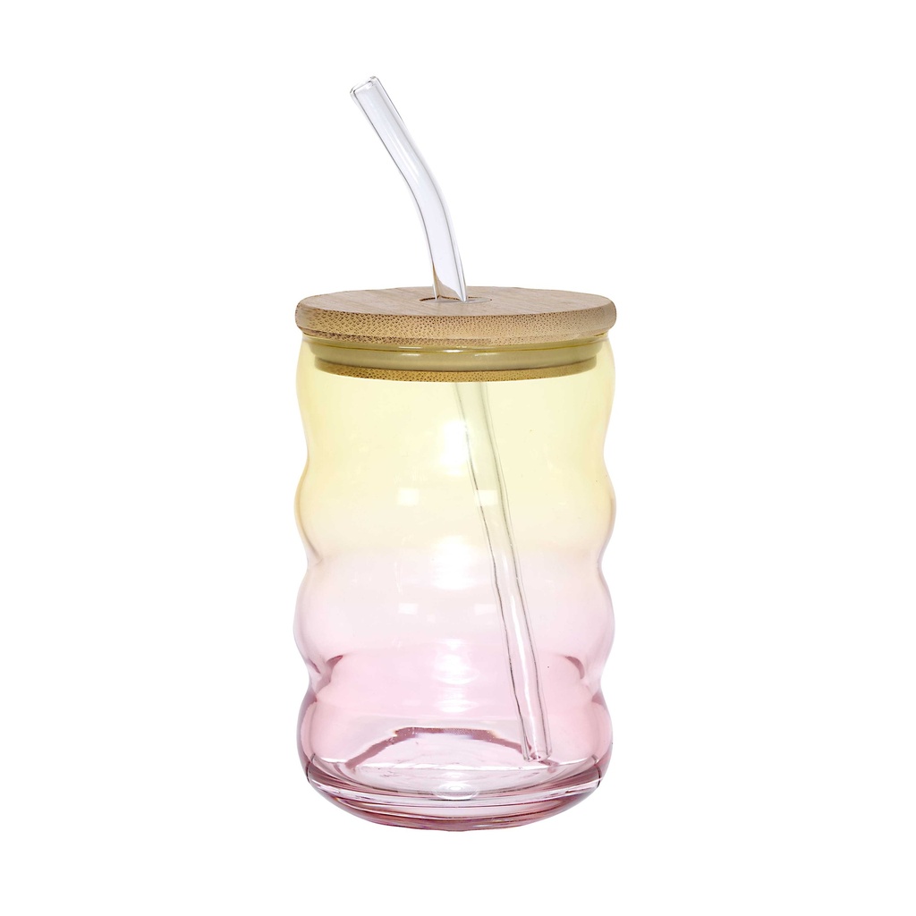 MUG VERRE AVEC PAILLE TYE AND DYE 450ML M12