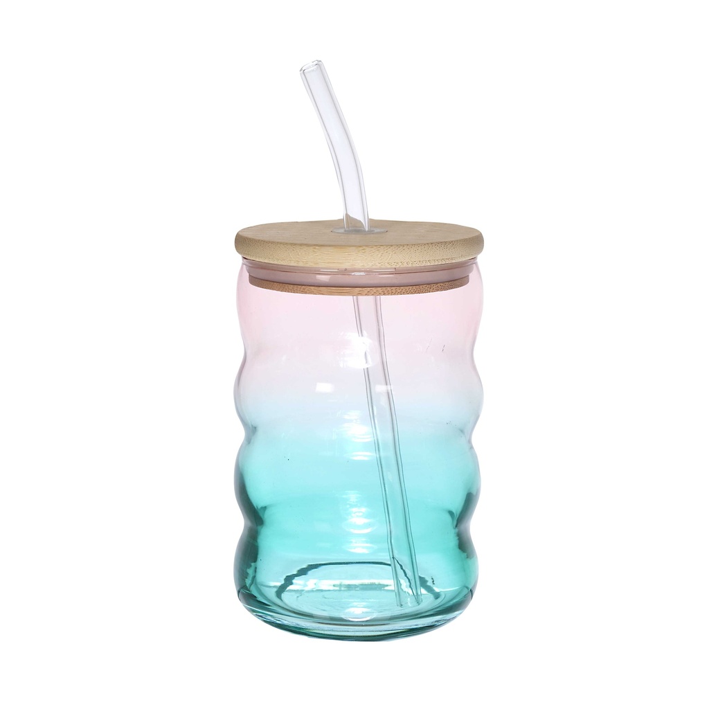 MUG VERRE AVEC PAILLE TYE AND DYE 450ML M12