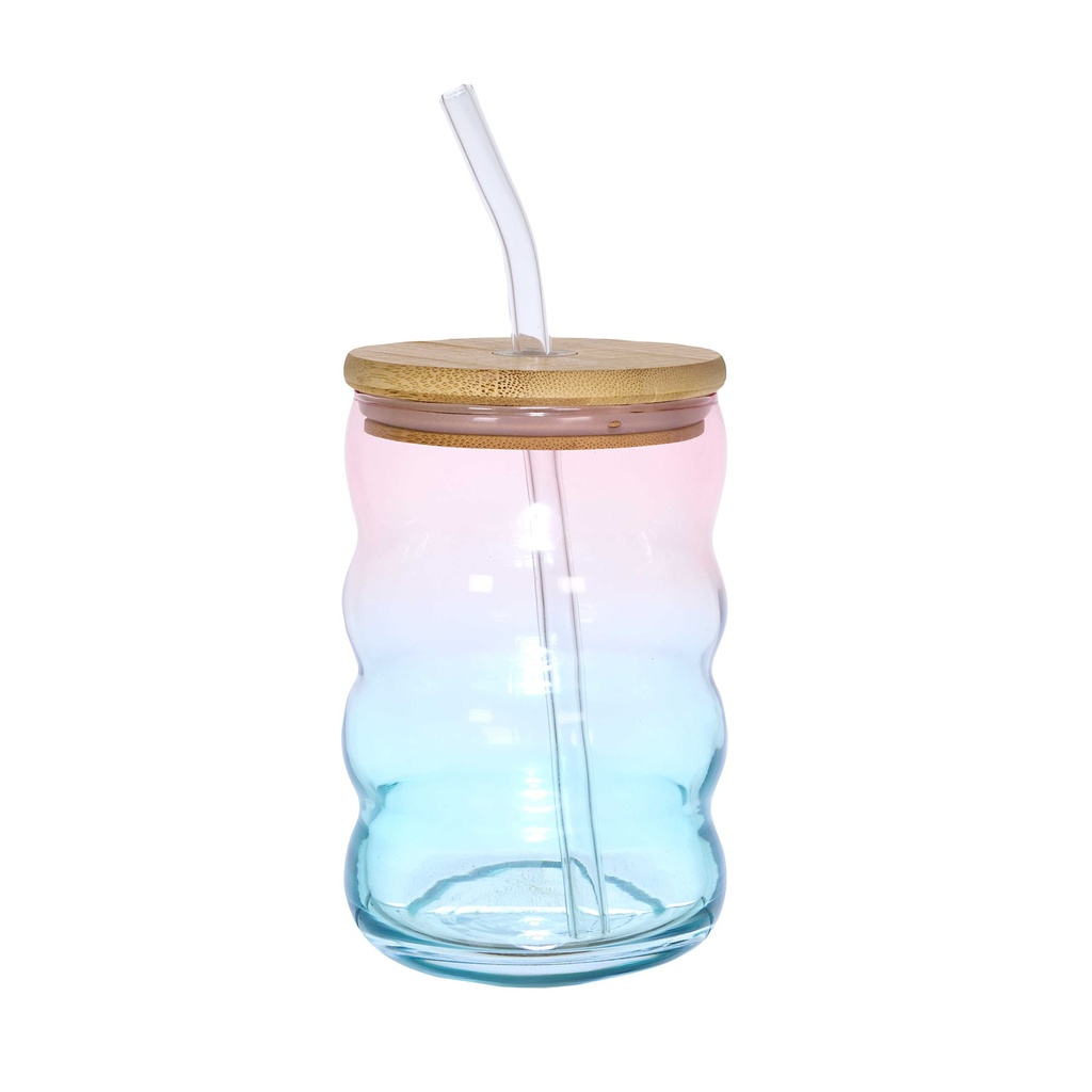 MUG VERRE AVEC PAILLE TYE AND DYE 450ML M12