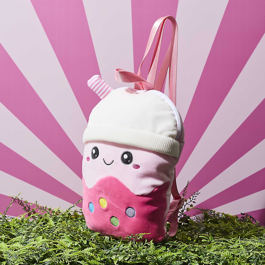 PELUCHE BUBBLE TEA SAC A DOS ROSE KAWAII M8