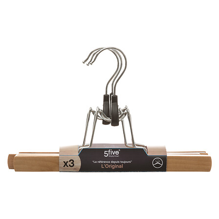 Lot de 3 cintres à pinces bois