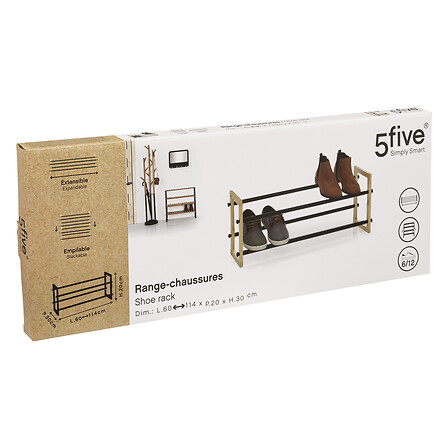 Range-chaussures extensible 12 paires métal et bois