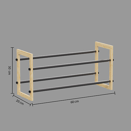Range-chaussures extensible 12 paires métal et bois