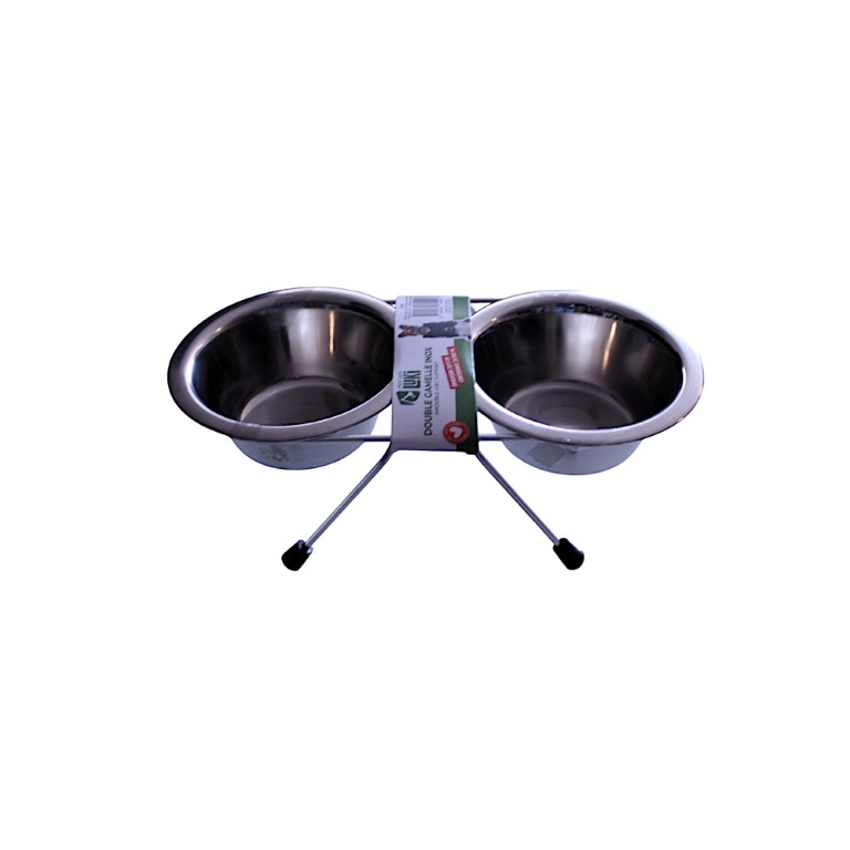 DOUBLE GAMELLE INOX - SUPPORT INOX - 2X11 CM -2 X180ML- TS