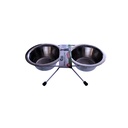 DOUBLE GAMELLE INOX - SUPPORT INOX - 2X11 CM -2 X180ML- TS