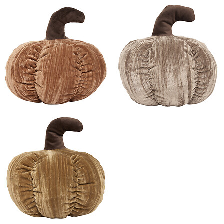 Coussin citrouille Automne 22 x 14 cm velours assorti
