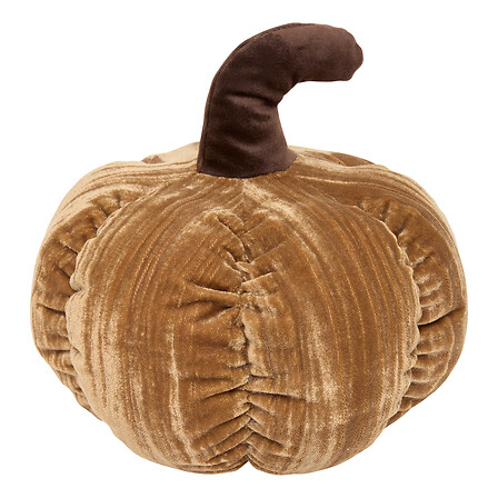 Coussin citrouille Automne 22 x 14 cm velours assorti
