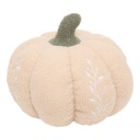 Coussin citrouille bouclette broderie Automne 32 x 18 cm assorti